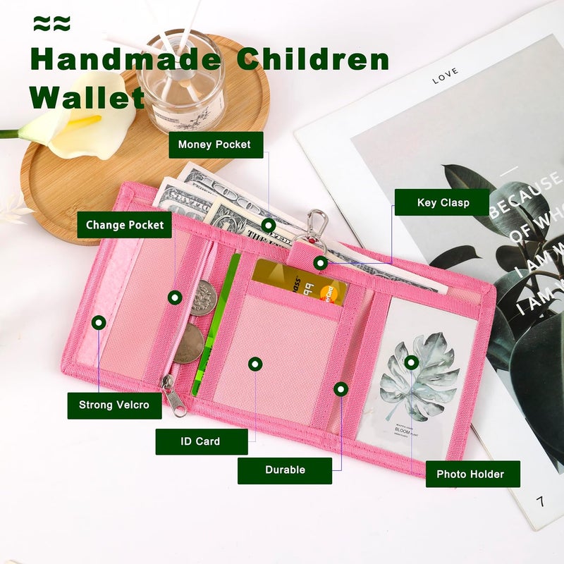 Nitort Wallet,RFID Trifold Canvas Outdoor Sports Wallets for Kid,Lovely and Novelty Wallet with Zipper for Kids- Front Pocket Wallet with Magic Sticker(Rainbow Bling KW04) - Image 5